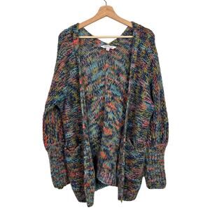 Davi & Dani Women's Small Oversized Rainbow Chunky Knit Rainbow open Cardigan